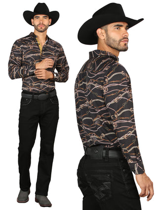 Centenario Men's Black Denim with Dark Embroidered Details