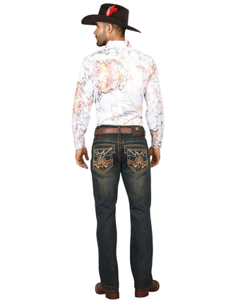 Centenario Men's Tinted Brown Denim with Embroidered Details