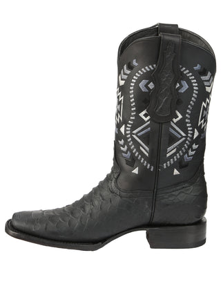 El General Men’s Black Python Imitation Rodeo Boots