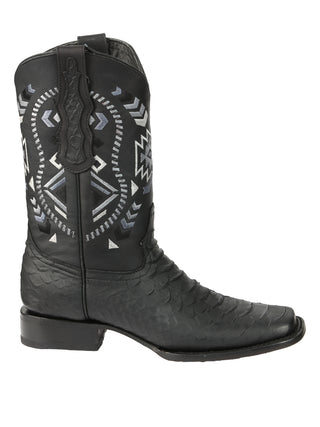 El General Men’s Black Python Imitation Rodeo Boots