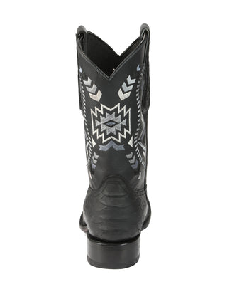 El General Men’s Black Python Imitation Rodeo Boots