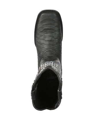 El General Men’s Black Python Imitation Rodeo Boots