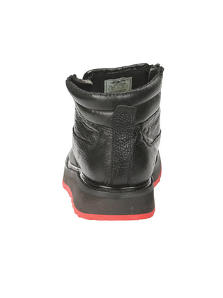 El General Men’s Ankle Boots with Zipper - Black/Red Petatillo  Leather
