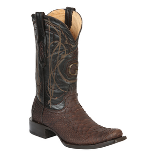 El General Men's Exotic Python Leather Cowboy Boots - Brown