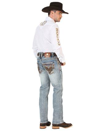 Centenario Men's Premium Denim Boot Cut Pants - Dark Blue