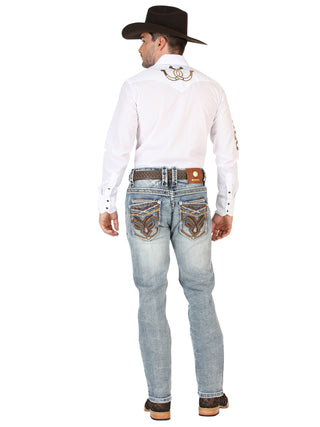 Centenario Men's Premium Denim Boot Cut Pants - Dark Blue