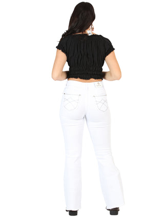 Centenario Women's White Bootcut Denim Jeans