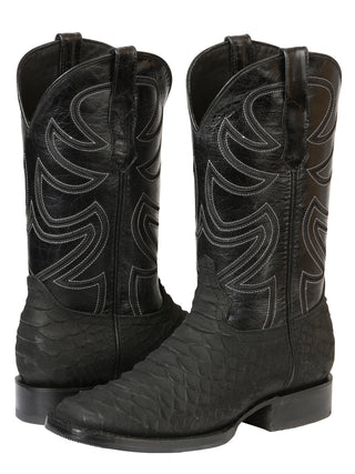 El General Men’s Rodeo Boot Imitation Python Print- Black