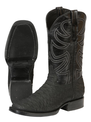 El General Men’s Rodeo Boot Imitation Python Print- Black
