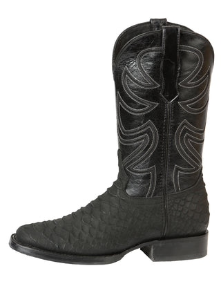 El General Men’s Rodeo Boot Imitation Python Print- Black
