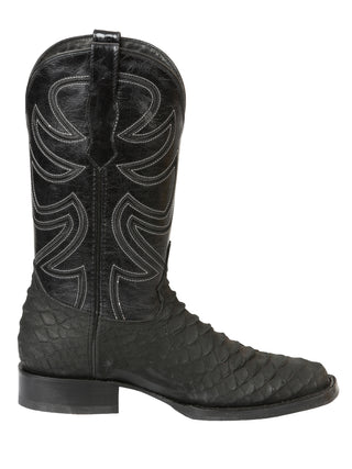 El General Men’s Rodeo Boot Imitation Python Print- Black