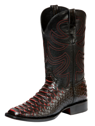 El General Men’s Rodeo Boot Imitation Python - Black/Red