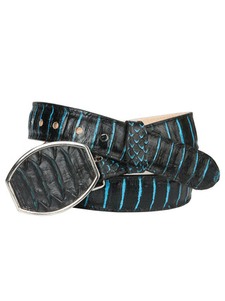 Men’s Western Belt El General Imitation Python - Black/Blue