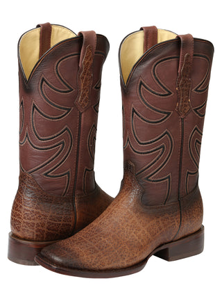 Men’s El General Rodeo Leather Boots - Tobacco Imitation Elephant Print