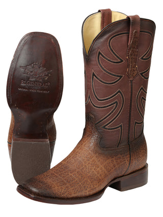 Men’s El General Rodeo Leather Boots - Tobacco Imitation Elephant Print