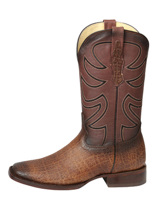 Men’s El General Rodeo Leather Boots - Tobacco Imitation Elephant Print