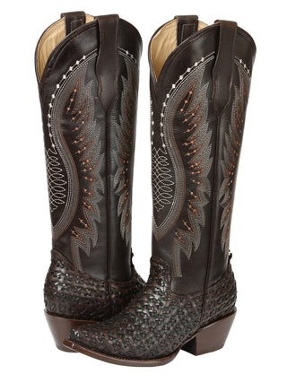 El General Women’s Embroidered Western Boots - Choco