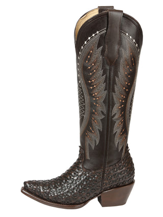 El General Women’s Embroidered Western Boots - Choco