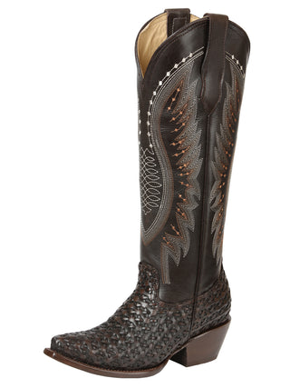 El General Women’s Embroidered Western Boots - Choco