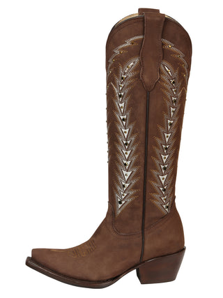 El General Women’s Embroidered Western Boots - Brown
