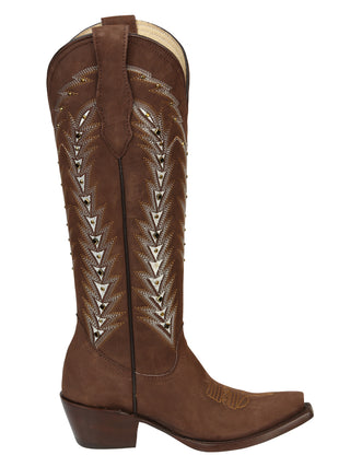 El General Women’s Embroidered Western Boots - Brown