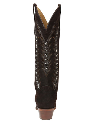 El General Women’s Embroidered Western Boots - Dark Brown