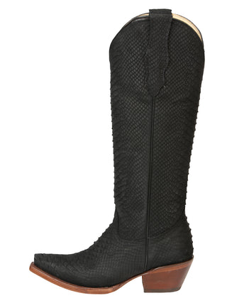 El General Women’s Western Boots Python Print - Black