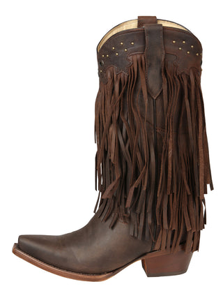 El General Women’s Fringe Western Boots - Choco
