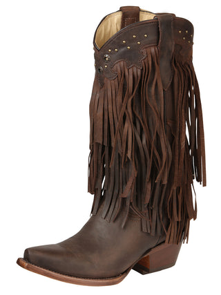 El General Women’s Fringe Western Boots - Choco