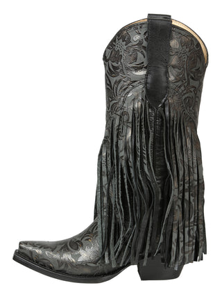El General Women’s Fringe Western Boots - Black