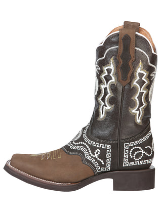 El General Rodeo Boot - Nobuck Dark Brown with Embroidery