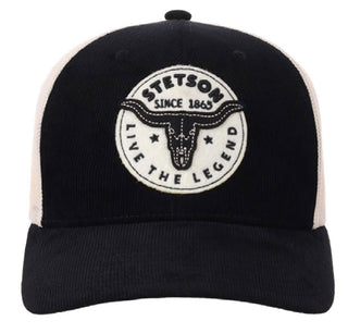 Stetson Live the Legend Felt Patch Corduroy Trucker Hat- Black