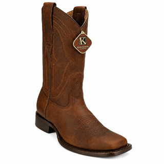 King Exotic Rage Wide Square Boots- Walnut