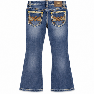 Centenario boys premium modern slim bootcut western jeans in medium blue wash with decorative back pocket details