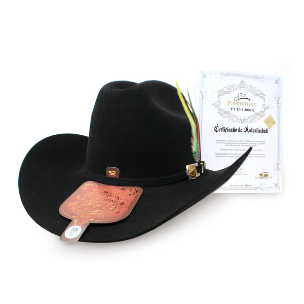 Tombstone 1,000x "El Patron" Nutria Felt Cowboy Hat - Black