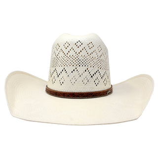 Front view of 100X Ranger Diamante Shantung Cowboy Hat with 5 1/4" crown and 4" brim