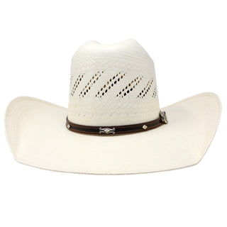 Front view of 100X Ranger Randado Shantung Cowboy Hat with 5 1/4" crown and 4" brim