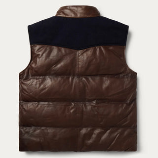 Stetson Quilted Leather Vest - Brown