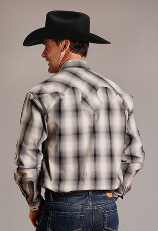 Stetson Men's Desert Ombre Plaid Long Sleeve Snap Western Shirt