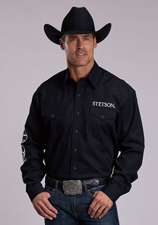 Stetson Men's Logo Long Sleeve Western Snap Shirt