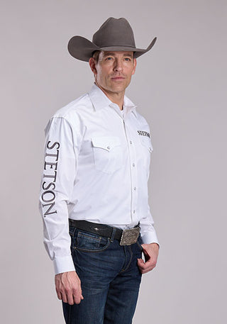 Stetson Men's Logo Long Sleeve Western Snap Shirt
