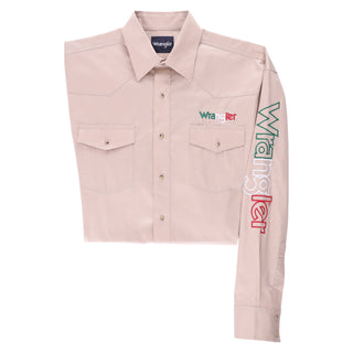 Wrangler Men's Western Mexico Logo Shirt- Khaki