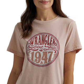 Women's Wrangler Nostalgia Logo Reg Fit Tee- Peach