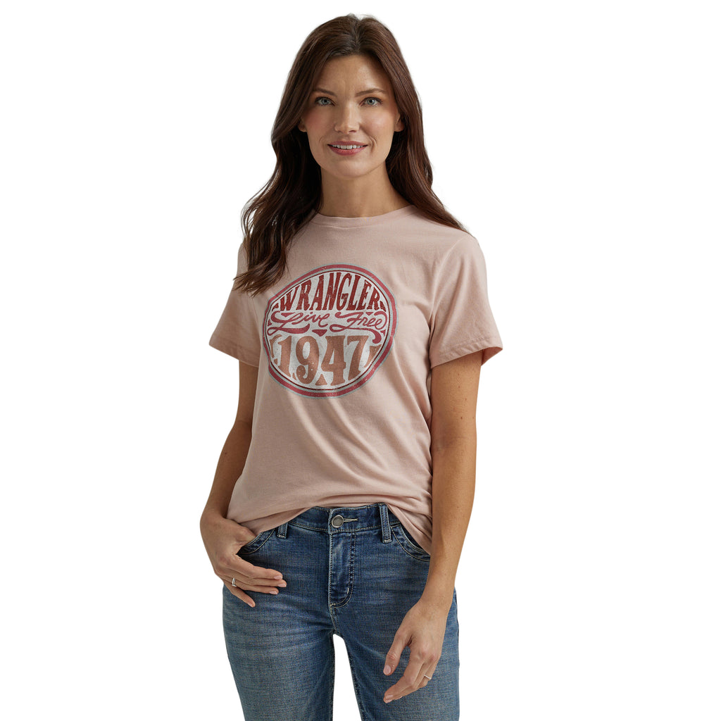 Women's Wrangler Nostalgia Logo Reg Fit Tee- Peach – MexWest