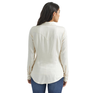 Women's Wrangler Fancy Embroidery Rodeo Snap Shirt - Cream