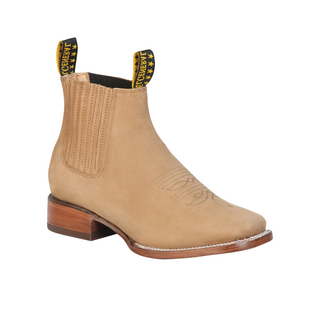 Tan Chelsea boot with brown sole