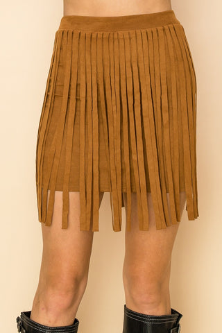 Fringe Skirt- Camel