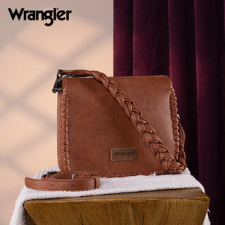 Wrangler Whipstitch Braided Strap Hobo/Crossbody Bag - Brown