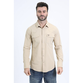 Platini Men's Performance Western Solid Long Sleeve Shirt