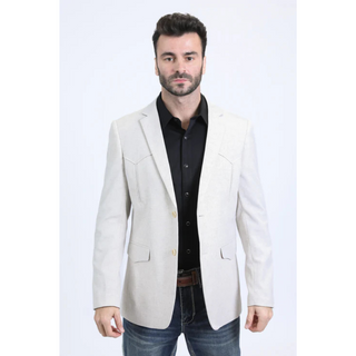 Platini Men's Double Button Western Blazer - Off White